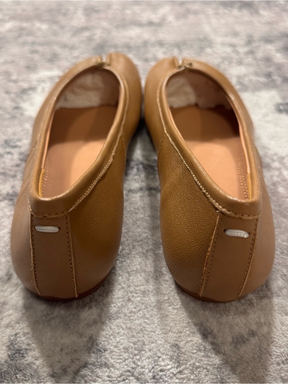 Maison Margiela Tan Tabi Leather Ballet Flats Women's Size EU 38 US 8 - Picture 5 of 8